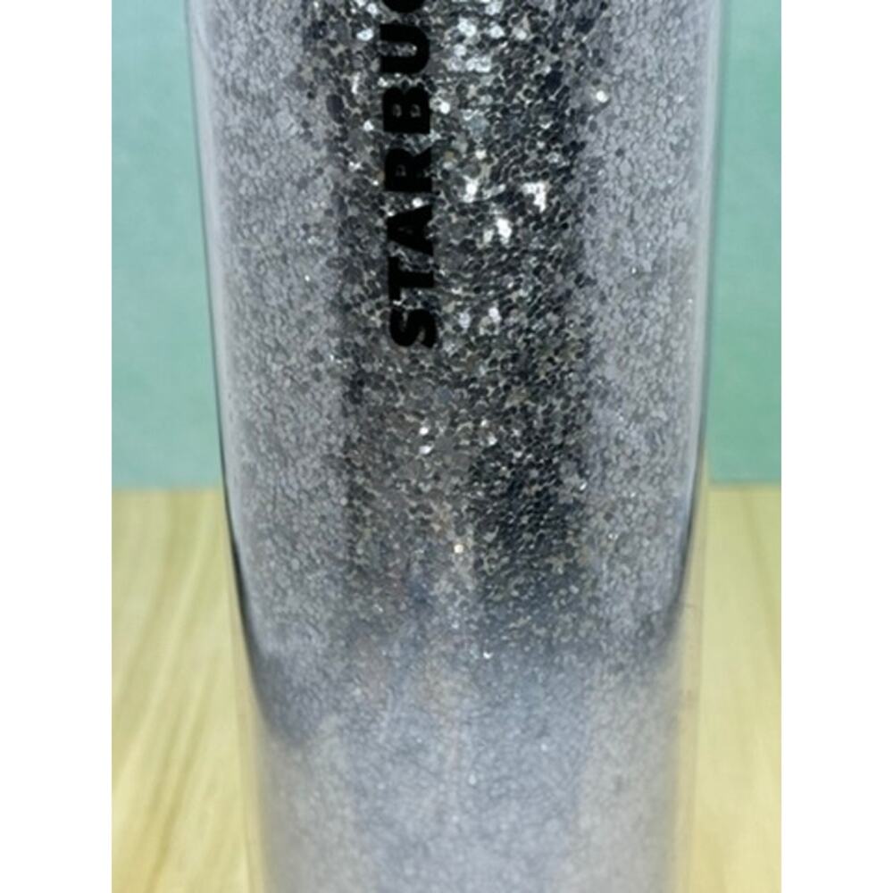 Starbucks Tall Silver Ombre sparkly Plastic Cup,Screw on Lid 2019‎